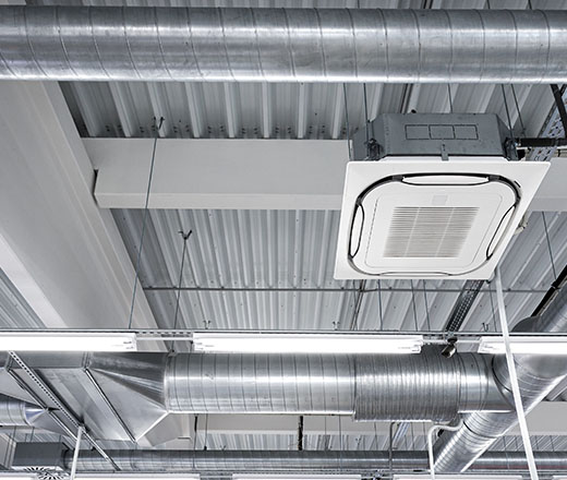 a ceiling mounted air conditioning system as a part of a ventilation system