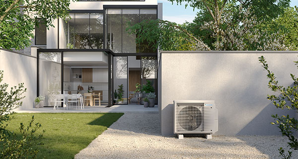 a multi split system air conditioning unit on a modern house